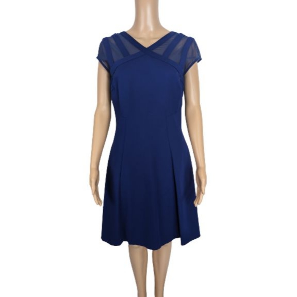 Catherine Malandrino Blue Mesh Detail Dress 8